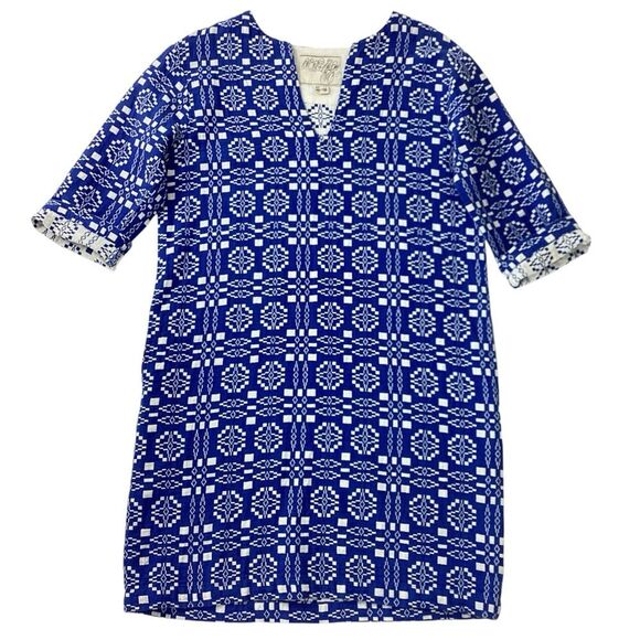 ACE & JIG Size XS Deck Dress in Cardiff Textile Blue White Geometric Pattern - Picture 2 of 11